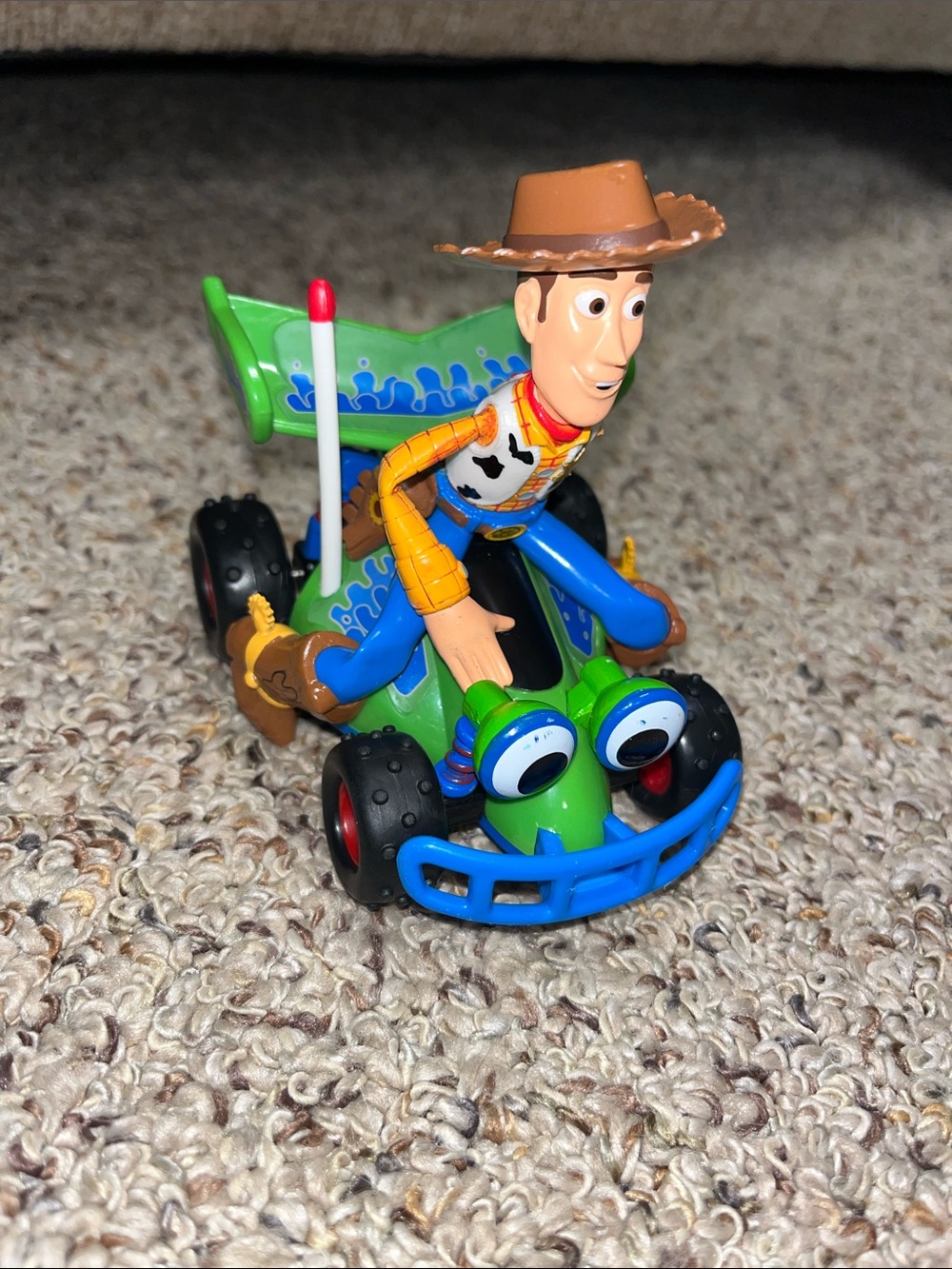 Disney Pixar Woody Green Race Car Toy - Kids Action Figure Vehicle
